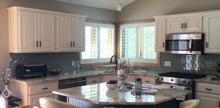 Boise kitchen with shutters and appliances